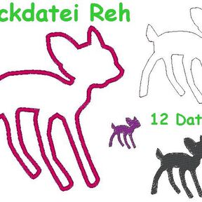 Stickdatei Reh Rehkitz Doodle + Appli