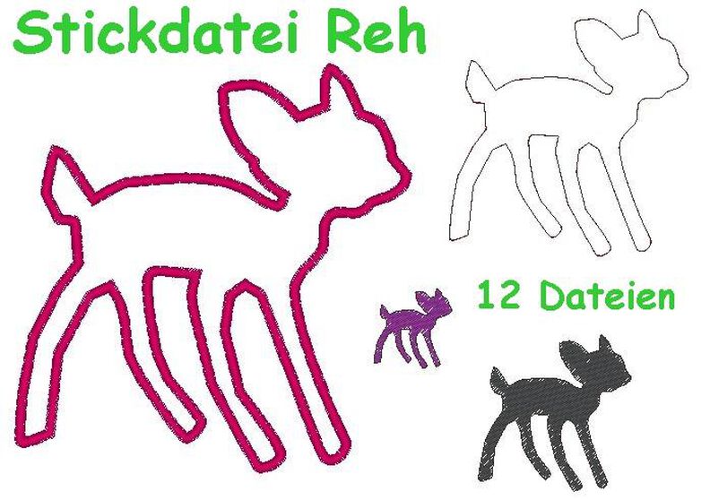 Stickdatei Reh Rehkitz Doodle + Appli image number 2