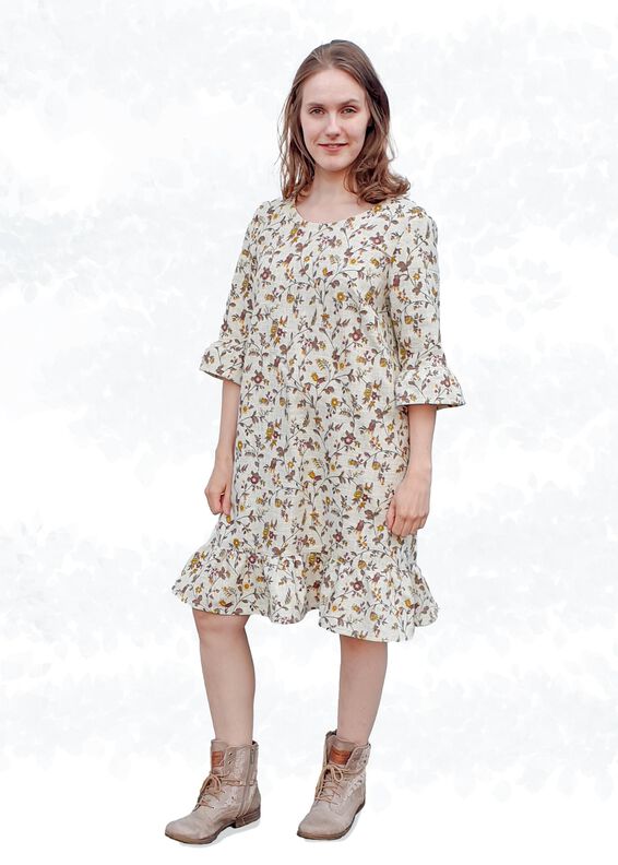 Sarah – weites Kleid mit Rüschen und Gürtel BU 80-116, A4+A0 image number 5