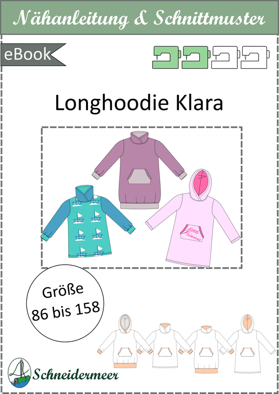 Sweatkleid Klara – Wickelkragen oder Kapuze Gr. 86-158 A4+A0 image number 8