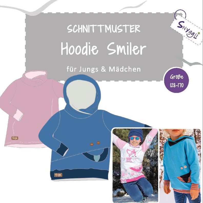 Hoodie Smiler Gr. 128-170, Lachmundtasche, Varianten, A4+A0 image number 1