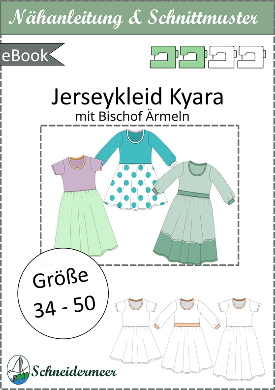 Kyara Jerseykleid Ballonärmeln, Kräuselrock BU 80-116 A4+A0 image number 8
