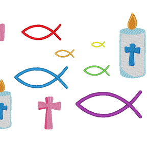 Kommunion Christenfisch Kreuz Stickdatei