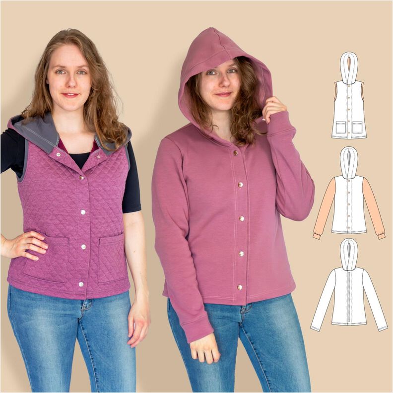 Cassie Sweatjacke/Weste mit Knöpfen BU 80-116, A4+A0 image number 1