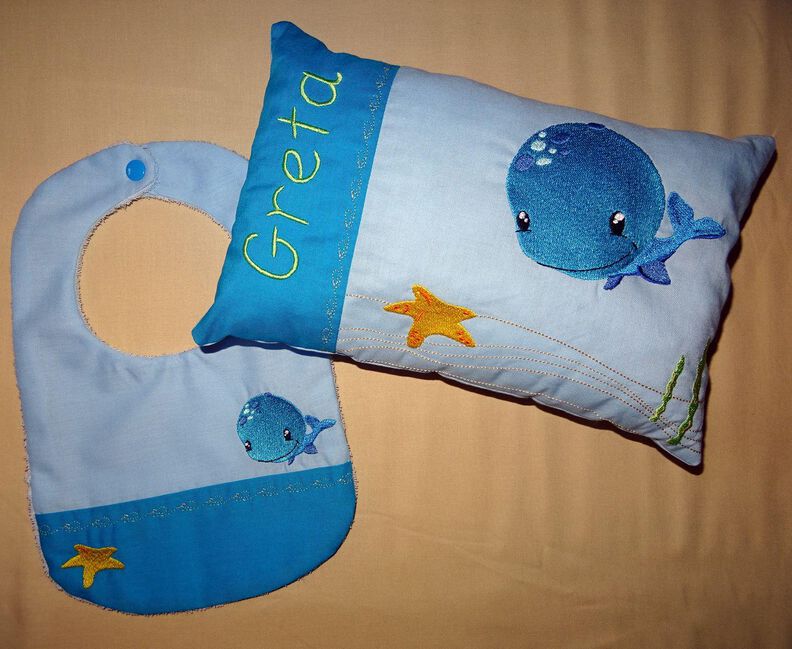 Stickdatei - Wal Kissen und L&auml;tzchen SET ITH image number 2