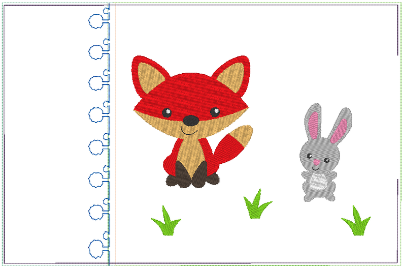 Stickdatei Fuchs mit Hase Kissen / Lätzchen SET ITH image number 9