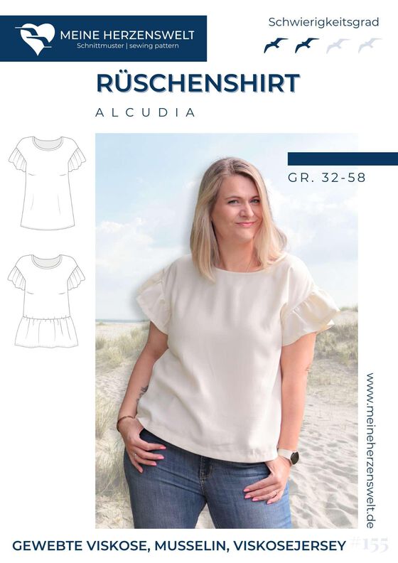 Rüschenshirt Damen – Schnittmuster – Alcudia Gr. 32-58 image number 4