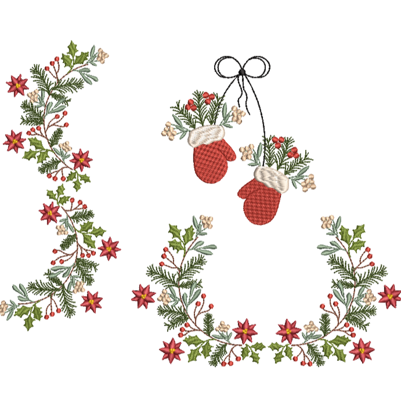 Stickdatei Zweige Weihnacht Handschuhe SET image number 1