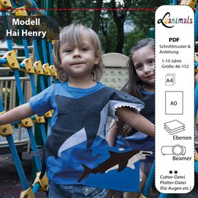 T-Shirt Kind E-Book Luanimals Hai Henry (86-152cm)