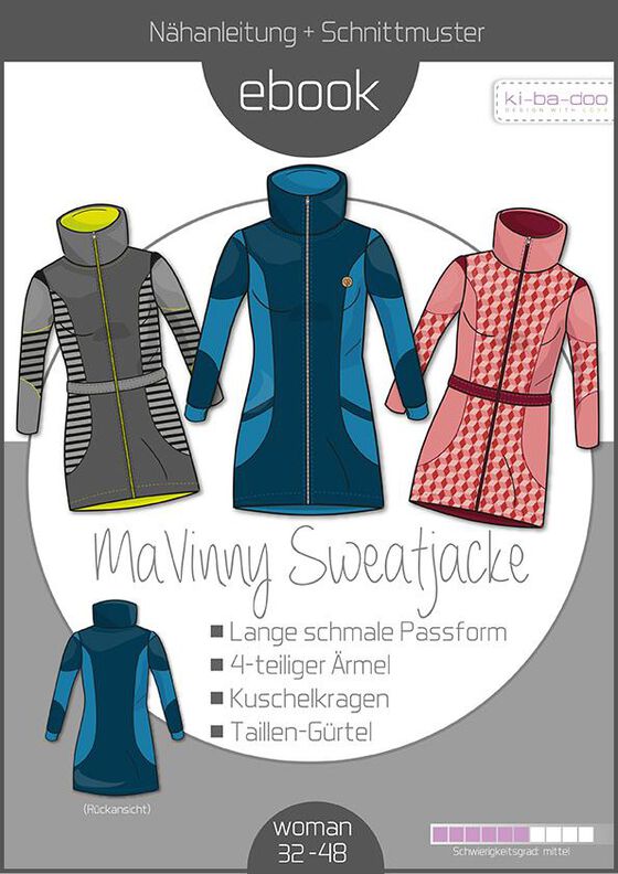 Ebook/Nähanleitung Sweat-Jacke MAVINNY Damen Gr. 32-48 image number 1