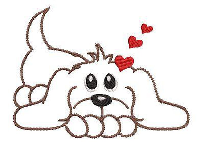 Stickdatei doodle Hund Wacki liegend Kontur für den 13x18cm Rahmen image number 5