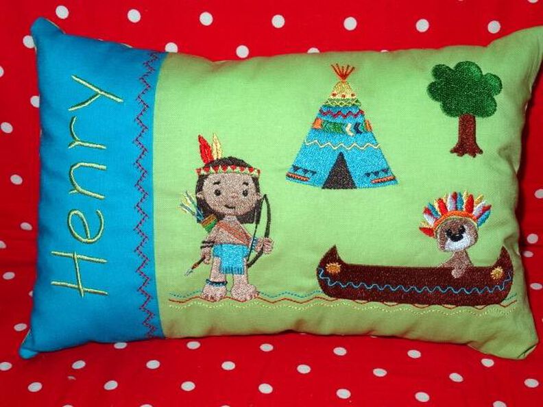 Indianer Kissen + Taschenbild ITH Stickdatei image number 1