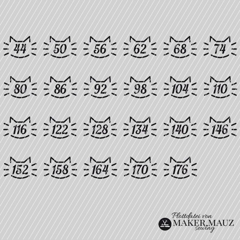 Plotterdatei Größenlabel Katze Kinder image number 2