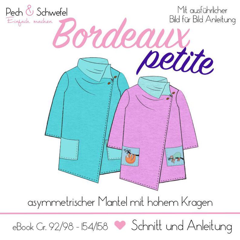 Ebook Mädchenmantel Bordeaux 92/98 - 152/154 (A4 ) image number 1