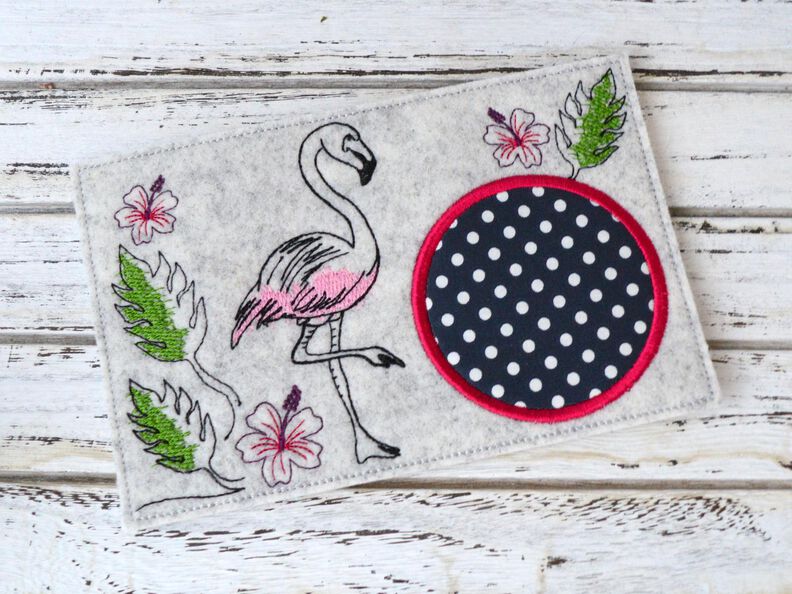 Stickdatei Mug Rug Untersetzer Flamingo 13x18cm und 13x20cm image number 2