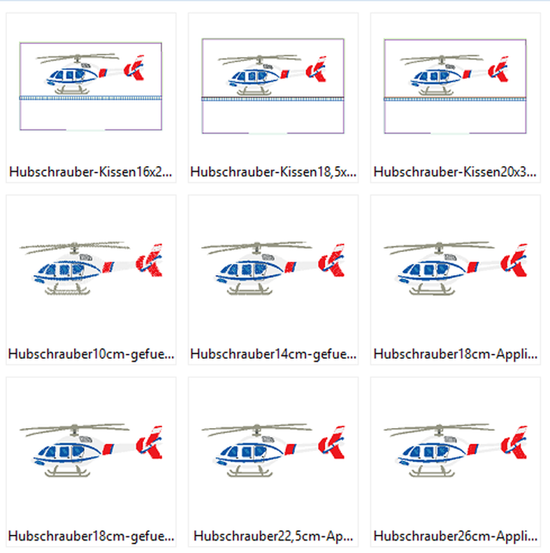 Hubschrauber Kissen ITH Stickdatei image number 3