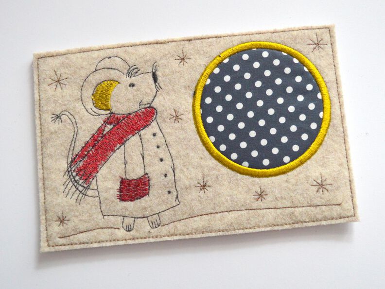 Stickdatei Mug Rug Wintermaus 13x18cm und 13x20cm image number 2