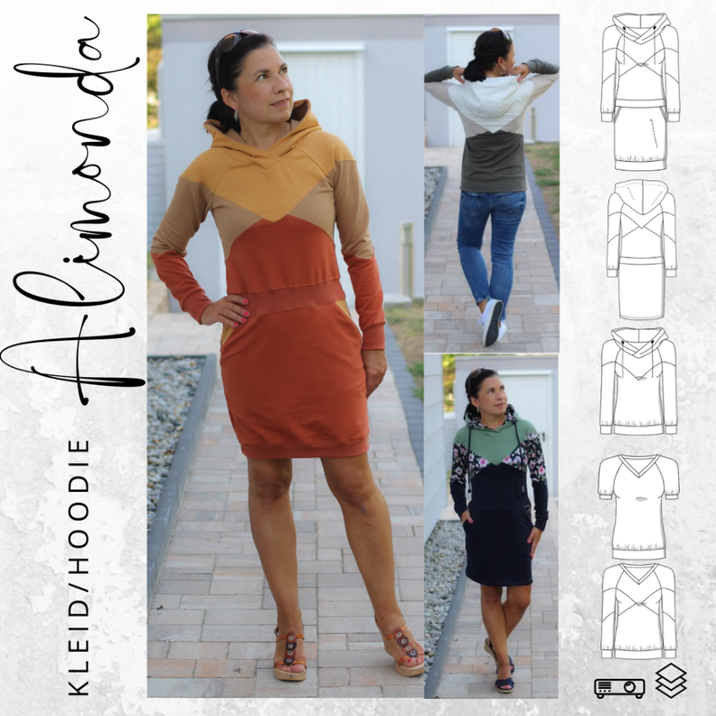Hoodie/Hoodiekleid ALIMONDA Gr. 34-54 Ebook Schnittmuster image number 1