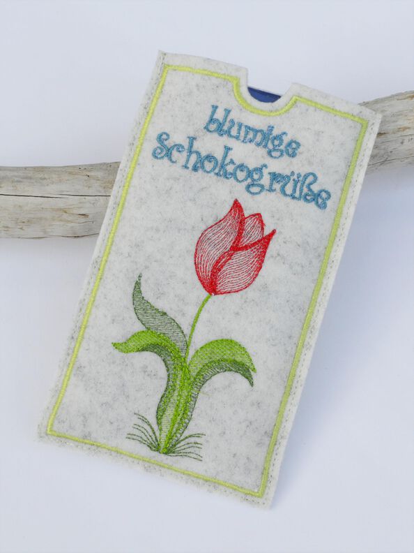 ITH Stickdatei Schokohülle Frühlingsblumen 3er SET 10x18cm image number 3