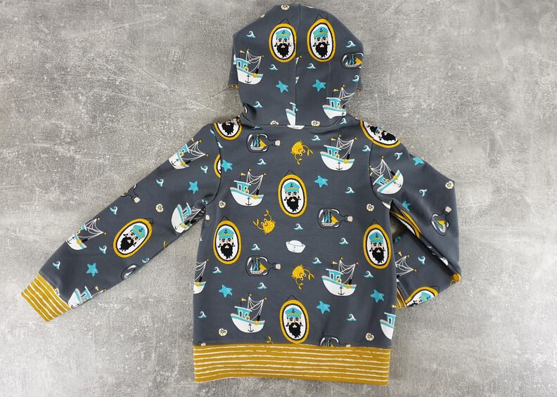 Kinderhoodie Kim – Kapuze oder Kragen, Gr. 86-158, A4+A0 image number 3