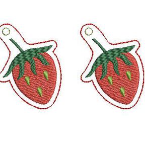 ITH Stickdatei Schlüsselanhänger Erdbeeren