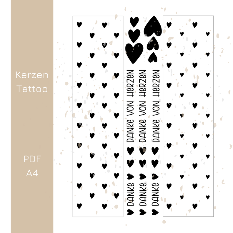 Kerzentattoo Valentinstag Herzen - Danke | PDF Druckvorlage image number 2