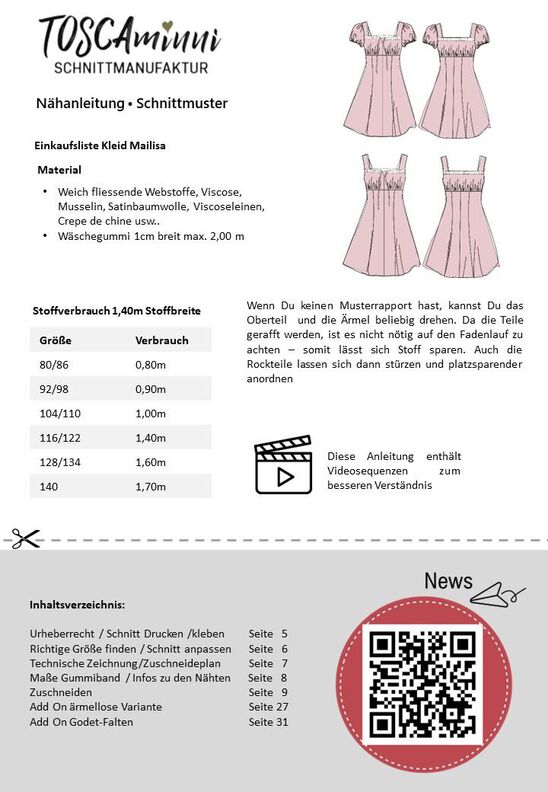 Schnittmuster Kinder Kleid Mailisa minni Gr. 80-140 image number 7