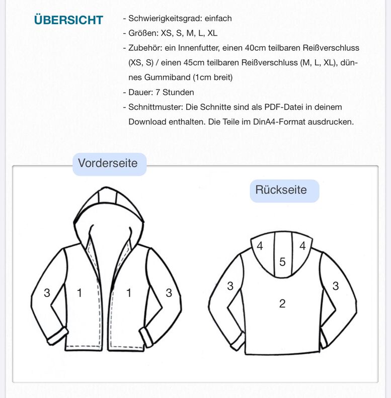 Kapuzenjacke #Maija Nähanleitung und Schnittmuster  (XS-XL)  image number 6