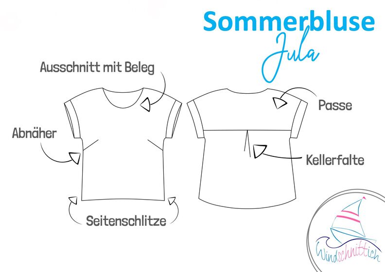 Sommerbluse Jula | 34 – 50 | A4, A0, Beamer image number 7