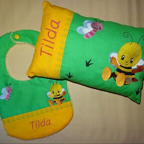 Stickdatei Biene Schmetterling Kissen Lätzchen SET ITH
