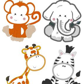 XL Afrika Tiere Elefant Zebra Affe Giraffe Stickdatei