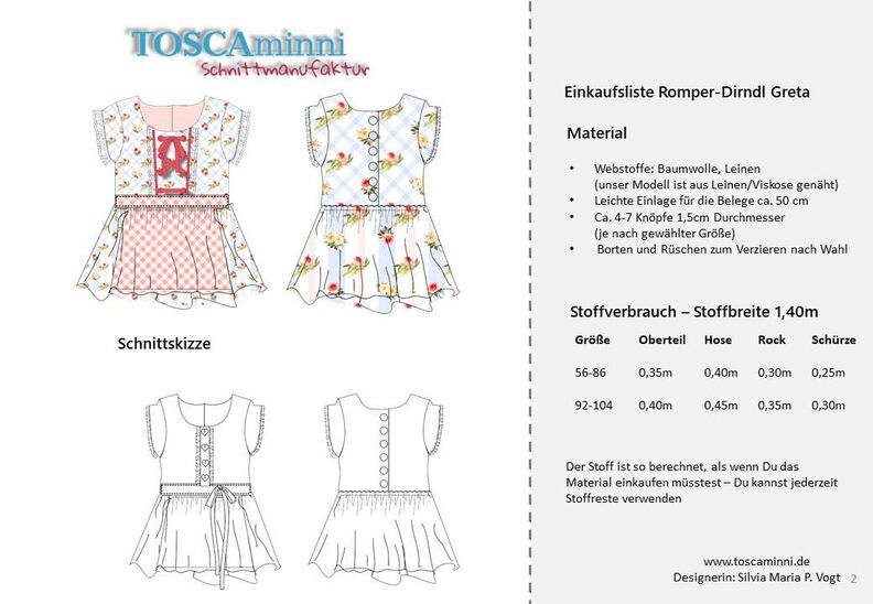 Schnittmuster Baby Dirndl Greta Gr. 56-104  image number 8