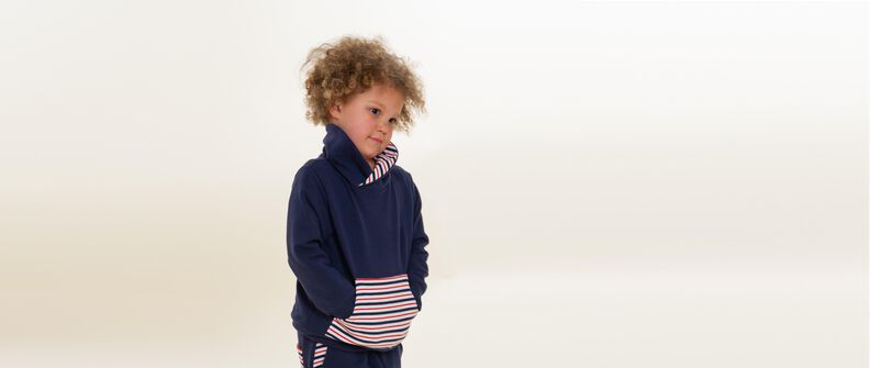 FLY Schnittmuster Schalkragenpullover für Baby und Kinder image number 3