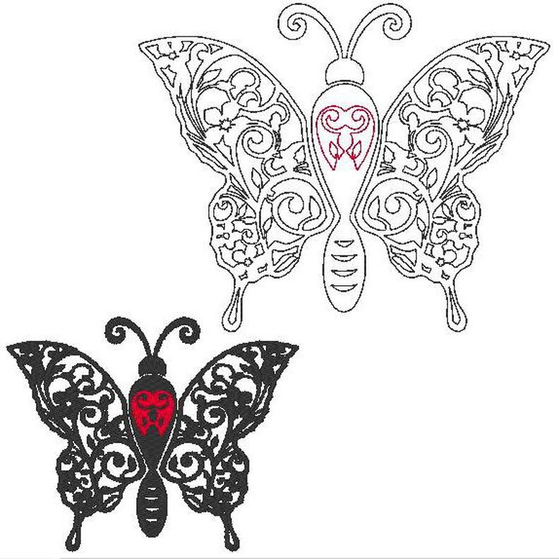Stickdatei Schmetterling Linie Schnörkel Blumen Silhouette image number 1