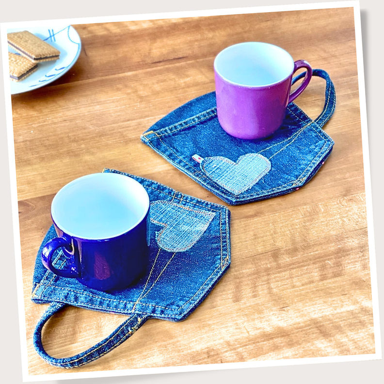 Tassen Untersetzer, schnelles Jeans Upcycling Geschenk nähen image number 3