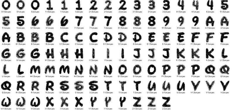 Buchstaben Zahlen in 1cm 1,5cm und 2cm Stickdatei image number 5