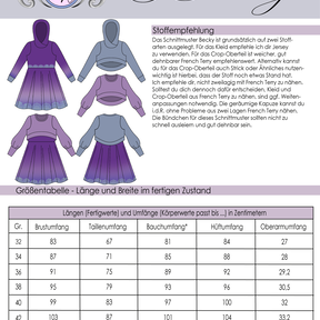 Becky Gr. 32 bis 48 Set aus Crop-Oberteil und Drehkleid