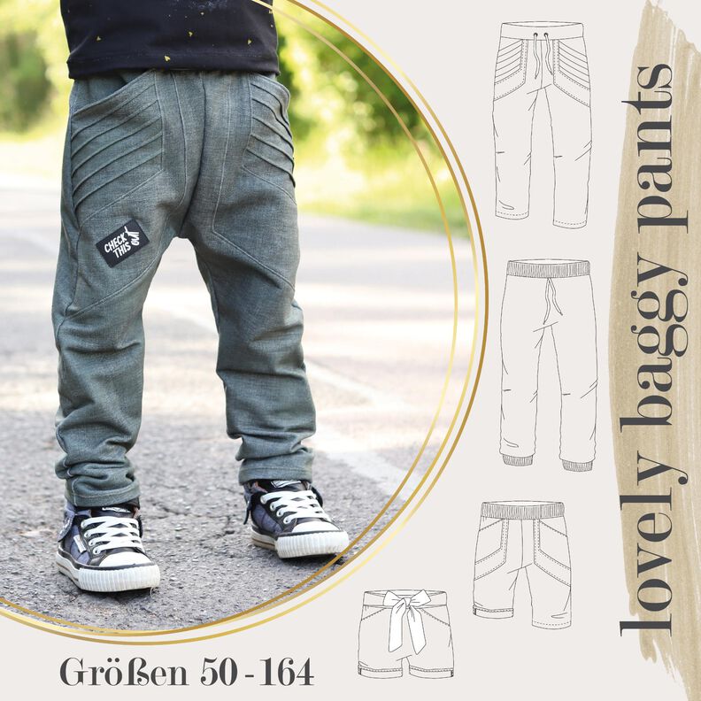 lovely baggy pants 50-164 Kombi Hose Shorts Biesen Schleife image number 1