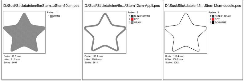 Stickdatei Stern gefüllt, als Doodle und für Stoffapplis image number 4