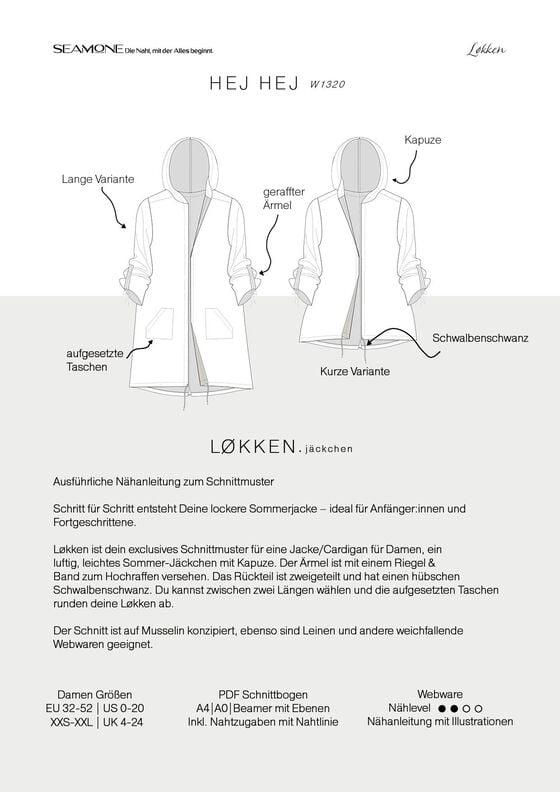 Jacke/Cardigan | Damen Schnittmuster PDF | 32–52 | Seamone image number 8