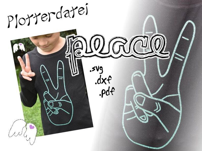 Plotterdatei PEACE HAND Handzeichen Frieden Kontur image number 1