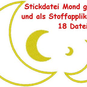 Stickdatei Mond Luna in 18 Größen 