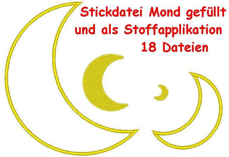 Stickdatei Mond Luna in 18 Größen image number 1