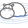 Nilpferd im Wasser inkl. Kissen ITH Stickdatei thumbnail number 2