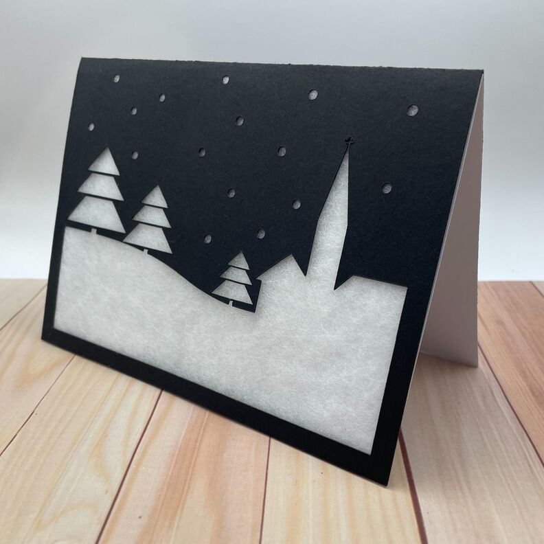 Plotterdatei Weihnachtskarte Schneelandschaft image number 1