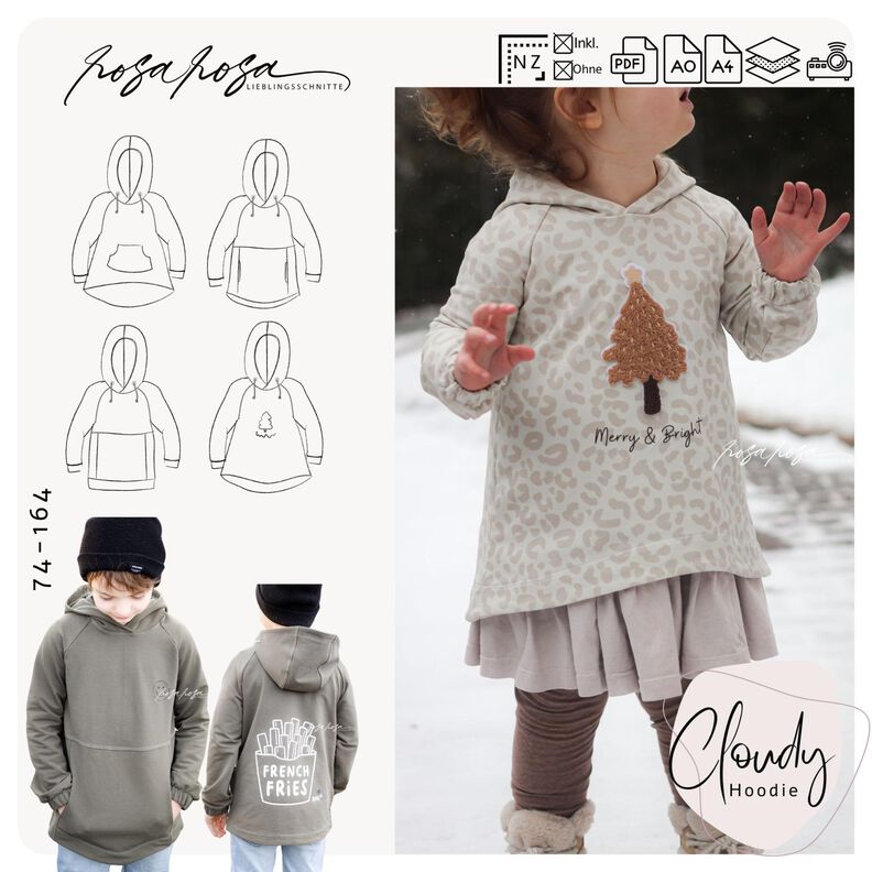#CloudyHood Sweatshirt 74-164 inkl. A4/ A0/ Beamerdatei image number 1