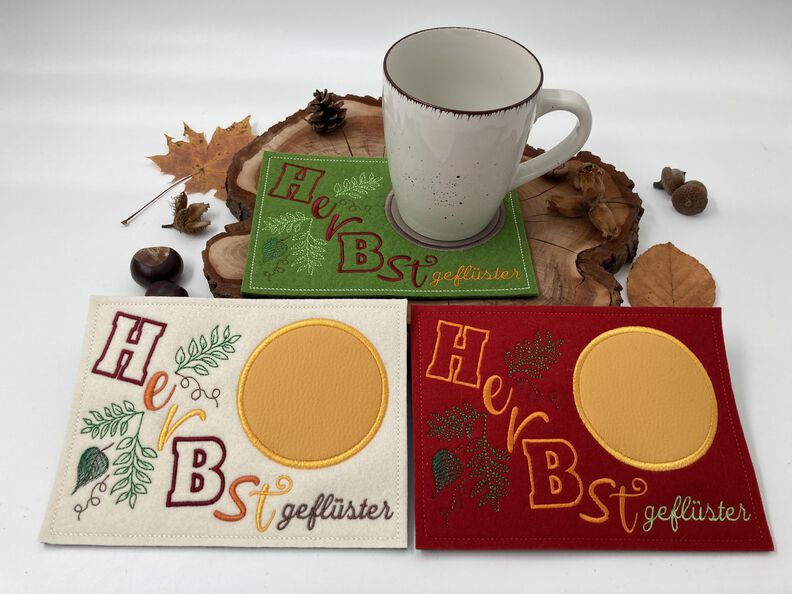 Stickdatei Mugrug Untersetzer Herbst ab 12x18cm image number 5