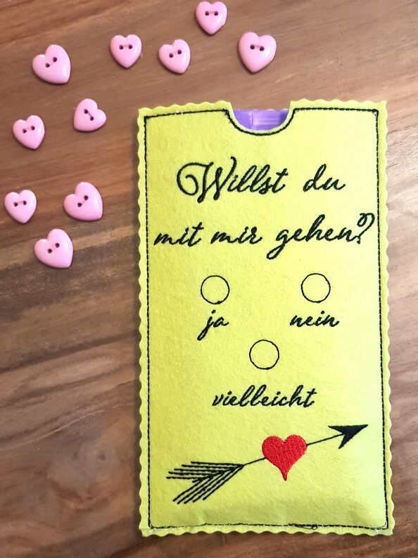Stickdatei Valentinstag Karte Willst du mit mir gehen image number 3