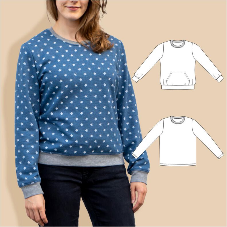 Tara – Bequemer Pullover mit Kängurutasche, BU 80-116, A4+A0 image number 1