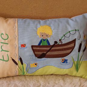 Angler - Kissen ITH -  Stickdatei mit Taschenbild 